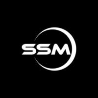 design de logotipo de carta ssm com fundo preto no ilustrador. logotipo vetorial, desenhos de caligrafia para logotipo, pôster, convite, etc. vetor