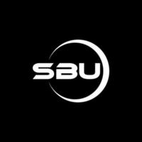 design de logotipo de carta sbu com fundo preto no ilustrador. logotipo vetorial, desenhos de caligrafia para logotipo, pôster, convite, etc. vetor