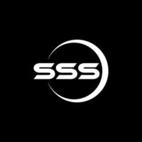 design de logotipo de carta sss com fundo preto no ilustrador. logotipo vetorial, desenhos de caligrafia para logotipo, pôster, convite, etc. vetor
