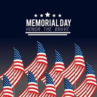projeto de celebração do dia do memorial com bandeiras dos EUA vetor