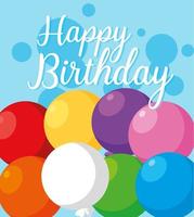cartão de feliz aniversário com balões de hélio vetor