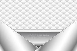 elegante fundo metálico cinza brilhante com estofamento branco. vetor