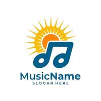 música sol logo vector ícone ilustração. modelo de design de logotipo de música do sol