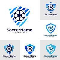 conjunto de modelo de logotipo de futebol de escudo, vetor de design de logotipo de escudo de futebol