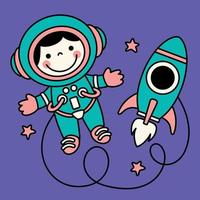 astronauta de desenho animado desenhado à mão vetor