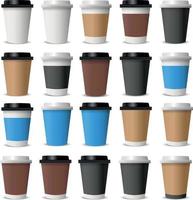 20 peças. xícaras realistas para café e chá em um fundo branco - vetor