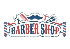 barbearia para corte de cabelo de clientes masculinos ou femininos com espelhos, mesa e equipamento de corte de cabelo em ilustração de modelos desenhados à mão de desenhos animados planos vetor