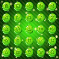 botões verdes e conjunto de ícones