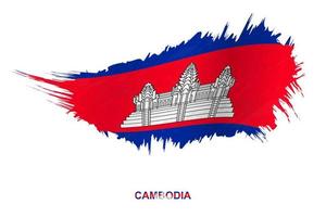 bandeira do camboja em estilo grunge com efeito acenando. vetor