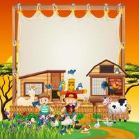 modelo de banner com tema cartoon farm vetor