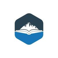 design de logotipo de vetor de livro de montanha. símbolo ou ícone da natureza e livraria.