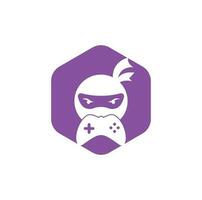design do logotipo do jogo ninja. Vetores de estoque de imagens de logotipo de jogos ninja. ícone de design de logotipo do gamepad ninja