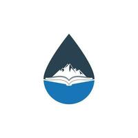 design de logotipo de vetor de conceito de forma de gota de livro de montanha. símbolo ou ícone da natureza e da livraria