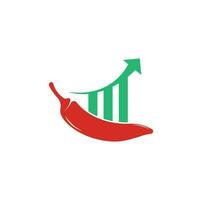 design de logotipo de finanças de pimentão. modelo de vetor de design de logotipo de pimentão de estatísticas. ícone de símbolo de pimenta vermelha