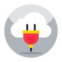 ícone de design plano de plugue de nuvem vetor