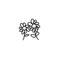 ícone de flor desenhada à mão, ícone de doodle simples vetor