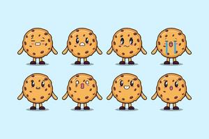 definir expressões diferentes dos desenhos animados de biscoitos kawaii vetor
