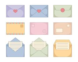 carta de amor fofa, correio, ilustrador de vetor de ícone plano de e-mail