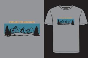 design de camiseta de montanha. vetor