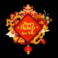cartaz de ornamento de china vetor de ano novo chinês
