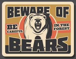 urso banner vintage animal de design de esporte de caça vetor