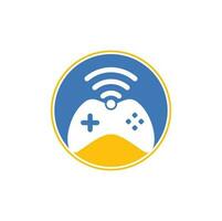 vetor de modelo de design de logotipo de jogo wifi. combinação de logotipo de joystick e wifi. gamepad e símbolo ou ícone de sinal