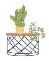 plantas exóticas no objeto de vetor de cor semi plana de mesa. cuidados com plantas de casa. elemento editável. item de tamanho completo em branco. flora ilustração de estilo de desenho animado simples para web design gráfico e animação