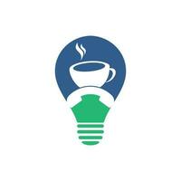 design de logotipo de vetor de conceito de forma de bulbo de chamada de café. ícone de fone e copo