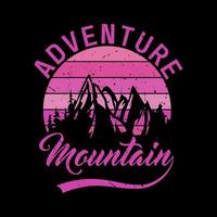 design de camiseta de montanha de aventura vetor