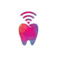 combinação de dente e logotipo wifi. símbolo ou ícone dental e de sinal vetor