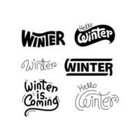 design de tipografia de inverno definido para convite, cartão, camiseta, estampas e cartazes. frase de inspiração de inverno desenhada de mão. ilustração vetorial vetor