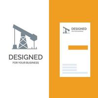 design de logotipo cinza de gás de petróleo da indústria da construção e modelo de cartão de visita vetor