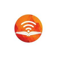 modelo de vetor de design de logotipo de livro wifi. elemento de design de logotipo de ícone de livro wifi