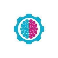 design de logotipo de conceito de engrenagem cerebral. ícone do logotipo do cérebro do pensamento do poder do brainstorm vetor