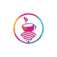 xícara de café com logotipo de ícone vetorial wifi. modelo de design de logotipo criativo para café ou restaurante. vetor