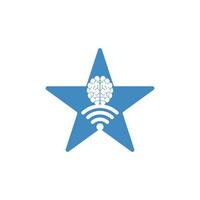 design de logotipo de conceito de forma de estrela de cérebro e wifi. educação, tecnologia e fundo de negócios. ícone do logotipo do cérebro wi-fi vetor