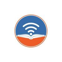 modelo de vetor de design de logotipo de livro wifi. elemento de design de logotipo de ícone de livro wifi