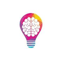 design de logotipo de conceito de bulbo de cérebro. ícone do logotipo do cérebro do pensamento do poder do brainstorm vetor