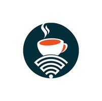 xícara de café com logotipo de ícone vetorial wifi. modelo de design de logotipo criativo para café ou restaurante. vetor