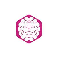 design de logotipo de conceito de forma de escudo cerebral. ícone do logotipo do cérebro do pensamento do poder do brainstorm vetor