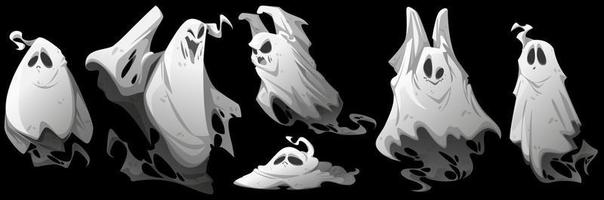 fantasmas, personagens de desenhos animados de halloween, fantasmas engraçados vetor