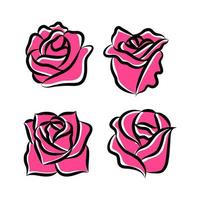 ilustração de flor rosa. ícone de flor rosa. arte de linha de vetor rosa. flor sinal simples.