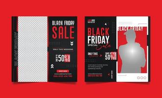 sexta-feira negra venda de moda social media post conjunto de modelo de banner web quadrado vetor