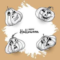 feliz festival de halloween design de fundo de abóboras de diabo assustador vetor