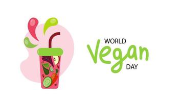 doodle banner de desenho animado do dia mundial do vegano. vetor