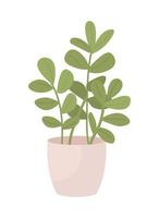 ramos verdes no objeto de vetor de cor semi plana de vaso de flores. cultivo de plantas de casa. elemento editável. item de tamanho completo em branco. ilustração simples de estilo cartoon para web design gráfico e animação