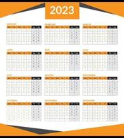 calendário para 2023, calendário colorido 2023, vetor 2023 design de calendário, calendário 2023 semana começa segunda-feira