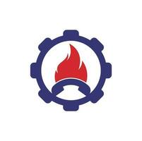 conceito de design de logotipo de vetor de forma de engrenagem de chamada quente. ícone de aparelho e fogo