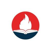 livro design de logotipo de vetor de fogo. modelo de design de logotipo de vetor de livro de motivação.