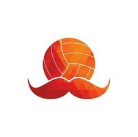design de logotipo de vetor de voleibol forte. design de ícone de vetor de bigode e vôlei.